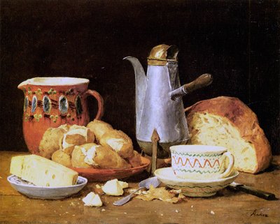 Nature Morte avec Café, Pain et Pommes de Terre - Albert Anker